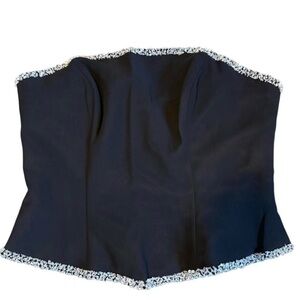 Black Strapless Corset Top with Silver Trim #GothPrincess #Glam #Festival